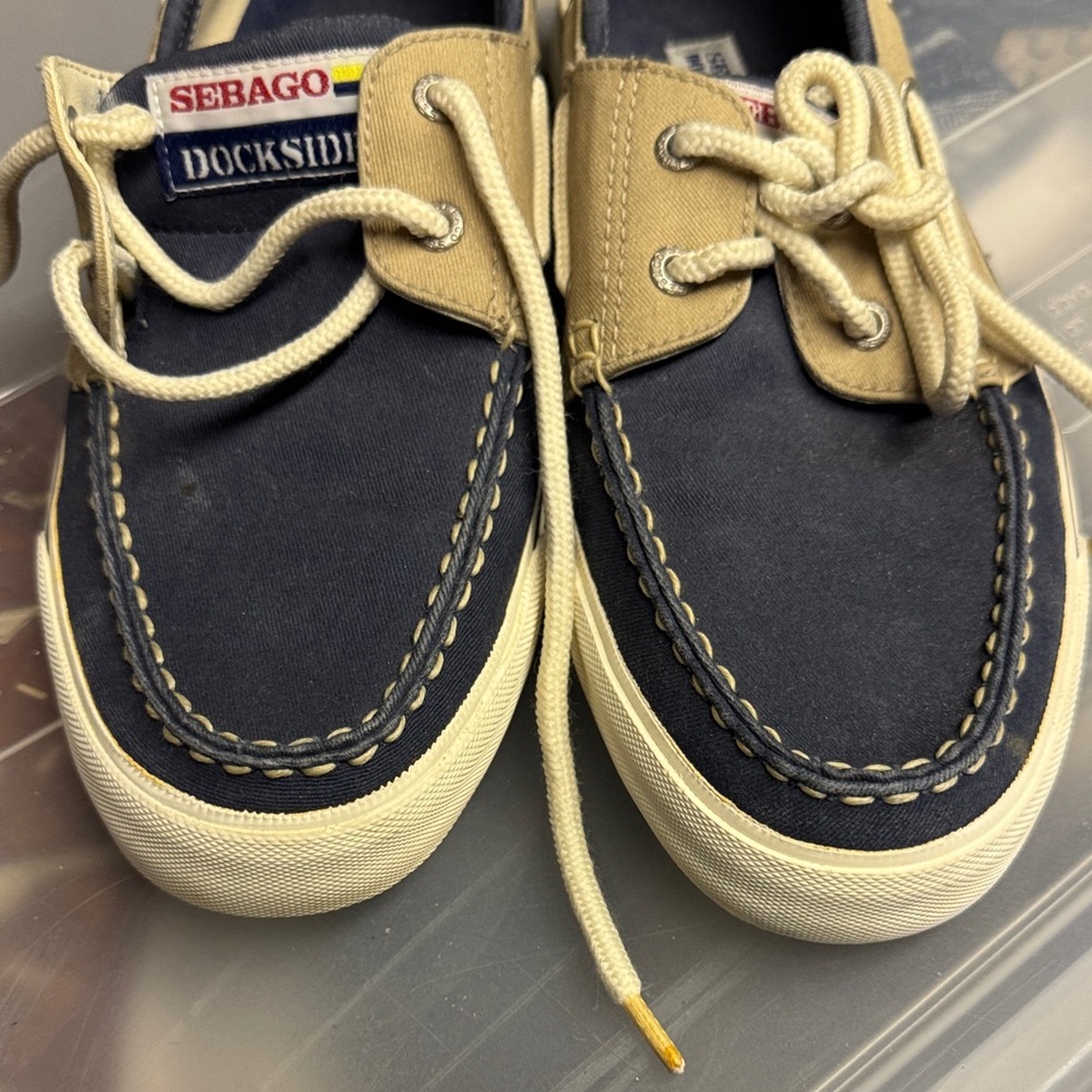 Sebago boat shoes Navy and Tan Deck Shoes - Picture 3 of 10